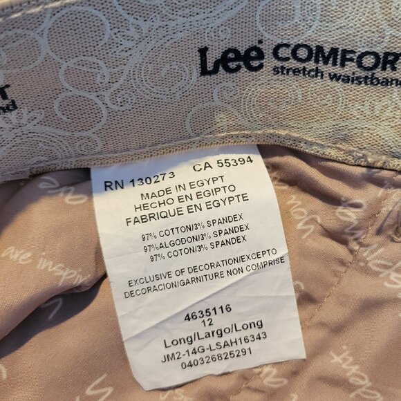 Lee Comfort Fit stretch straight leg pants, "Sahara" tan, size Misses 12 Long - Picture 8 of 15